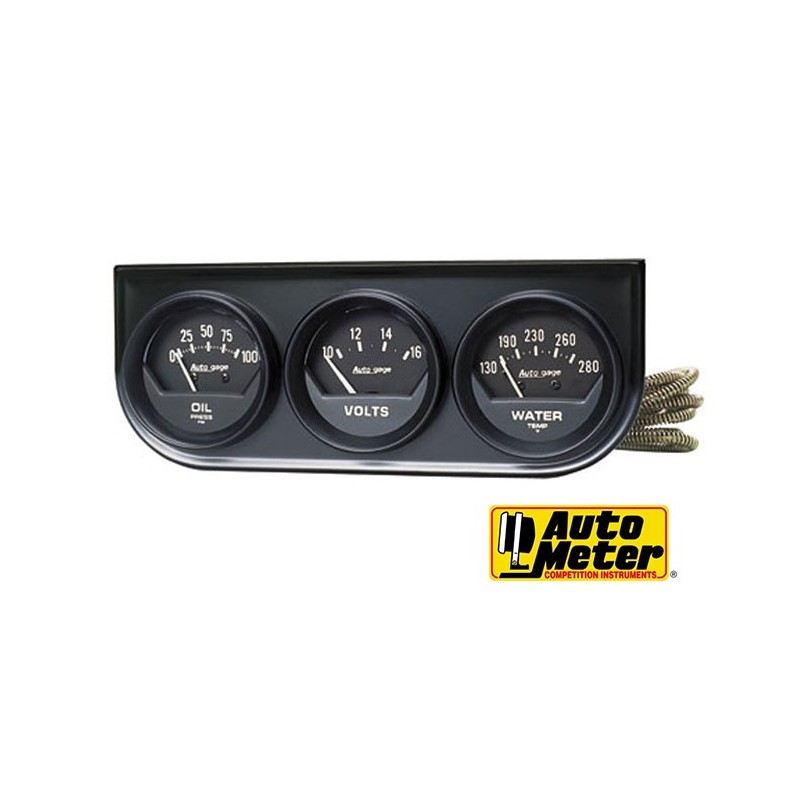 (CC-GA) Auto Meter Autogage Black Console Oil/Volt/Water Gauge [2397]