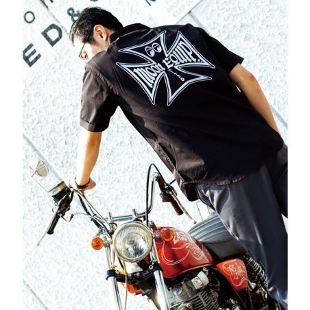 (G-AP-SH) MOON Equipped Iron Cross Work 恤衫 [MQF047BK]