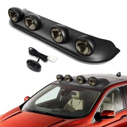 (CC-LSL) Auto Dynasty Roof Mounted Fog Light + Bulbs + Switch (Black Frame / Smoke Lens) [AD-FL-ZTL-249-SM]