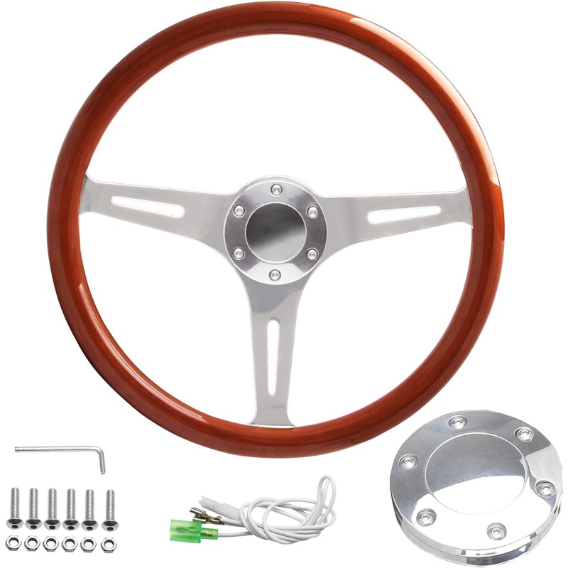 (CC-SW) SOMUSEN 15" Wood Grain Steering Wheel [‎‎W-140]