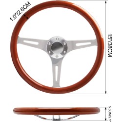 (CC-SW) SOMUSEN 15" Wood Grain Steering Wheel 軚盤 [‎‎W-140]