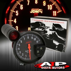 (CC-GA) AJP 5" Tachometer 11K Rpm Tach Gauge With Red Shift Light [‎GA-050BK-AMA-L1]