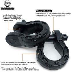 (CC-TH) Gear America Mega Shackles, Black [552BK]