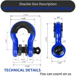 (CC-TH) AUTOBOTS D Ring Shackles 3/4", Blue [NS8BL]