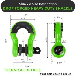 (CC-TH) AUTOBOTS D Ring Shackles 3/4", Green [NS8GN]