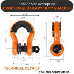 (CC-TH) AUTOBOTS D Ring Shackles 3/4", Orange [NS8OR]