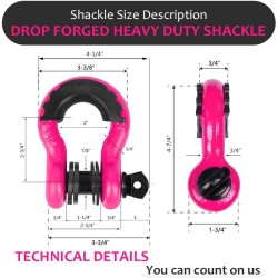 (CC-TH) AUTOBOTS D Ring Shackles 3/4", Pink [NS8PK]