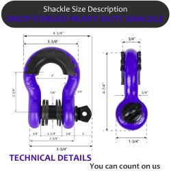 (CC-TH) AUTOBOTS D Ring Shackles 3/4", Purple [NS8PU]