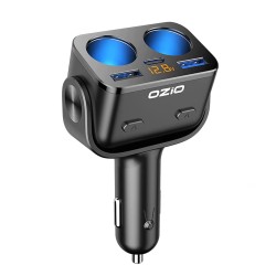 (CC-ELCP) OZIO Car Charger QC 3.0 USB Ports, USB, Type C Charger Adapter DC 12/24V with Voltage Display, 90W [HMJ0827]