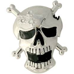(CC-EM) Luv Your Ride Silver Skull and Crossbones Car Emblem [‎104]
