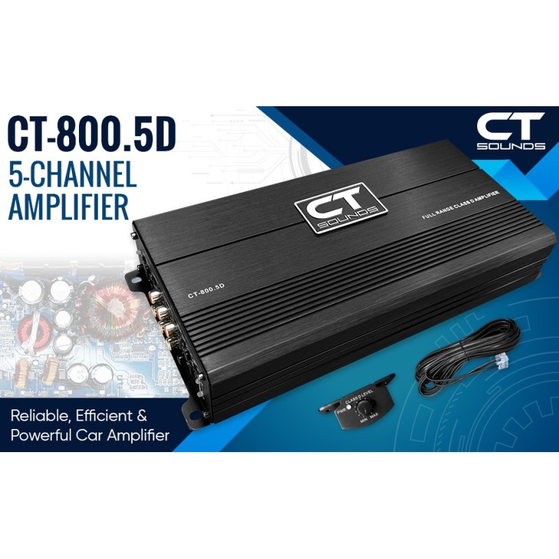 (C-AV-AM) CT Sounds 1000 Watts RMS Full-Range Class D 5-Channel Car Amplifier 全頻擴音器 [CT-800-5D]