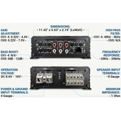 (C-AV-AM) CT Sounds 1000 Watts RMS Full-Range Class D 5-Channel Car Amplifier [CT-800-5D]