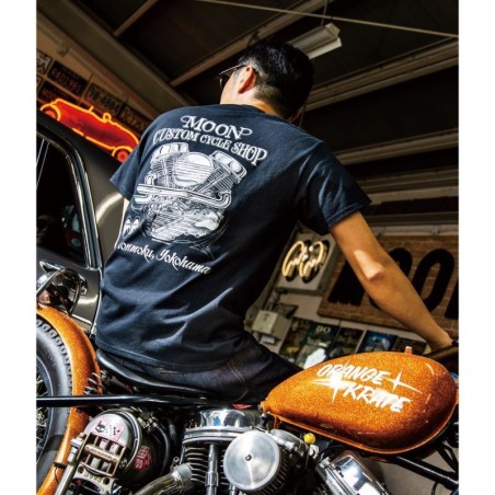 (G-AP-TSS) MOON Custom Cycle Shop Panhead T恤 [MQT179BK]