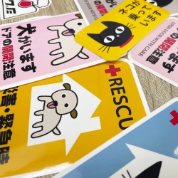 (CC-SK) 猫がいます ドアの開閉注意 OPEN DOOR WITH CARE Sticker [JP-1001]