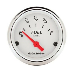 (CC-GA) Auto Meter Arctic White / Red Pointer Fuel Level Meter (2-1/16") [‎‎1317]