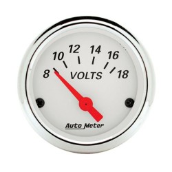 (CC-GA) Auto Meter Electrical Arctic White Voltmeter Gauge 8-18V (2-1/16") [‎‎1391]