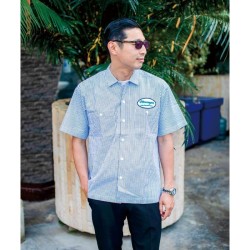 (G-AP-SH) MOON Oval Logo Seersucker Work Shirt [FM225]