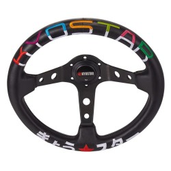 (CC-SW) Kyostar Horn Stitched Leather Deep Dish Steering Wheel, 14”/ 350mm [KD8228BK]