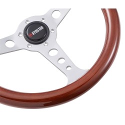 (CC-SW) Kyostar Wood Flat Handle Steering Wheel, 14”/ 350mm (Silver) [‎KD8261SR]