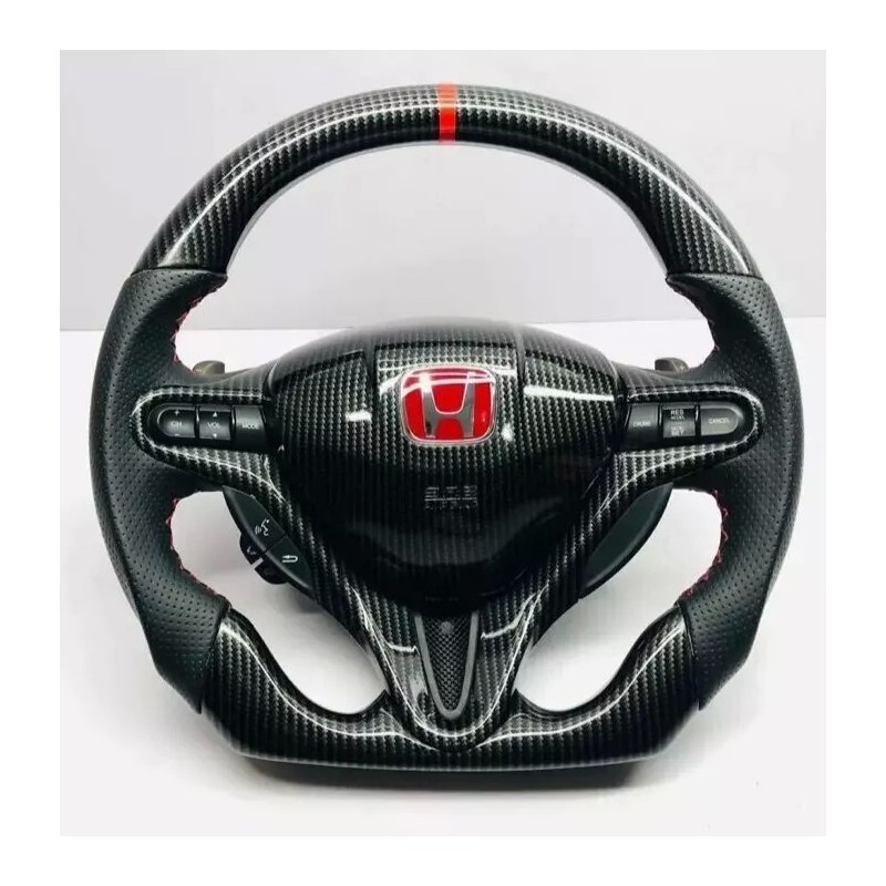 (CC-SW) TRD (ティーアールディー) TOYOTA CIVIC FD2/FN2 Flat Bottom Steering Wheel, Carbon Fiber [93813862]