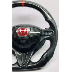 (CC-SW) TRD (ティーアールディー) TOYOTA CIVIC FD2/FN2 Flat Bottom Steering Wheel, Carbon Fiber [93813862]