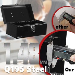 (GG-TB) P.I.T Portable Removable Tray Heavy Steel Tool Box with Metal Latch Closure [Alloy Steel-BK]