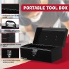 (GG-TB) P.I.T Portable Removable Tray Heavy Steel Tool Box with Metal Latch Closure [Alloy Steel-BK]