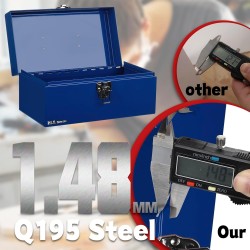 (GG-TB) P.I.T Portable Removable Tray Heavy Steel Tool Box with Metal Latch Closure [Alloy Steel-BL]