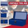 (GG-TB) P.I.T Portable Removable Tray Heavy Steel Tool Box with Metal Latch Closure [Alloy Steel-BL]