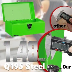 (GG-TB) P.I.T Portable Removable Tray Heavy Steel Tool Box with Metal Latch Closure [Alloy Steel-GR]