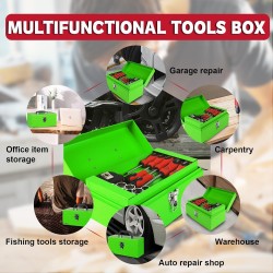 (GG-TB) P.I.T Portable Removable Tray Heavy Steel Tool Box with Metal Latch Closure [Alloy Steel-GR]