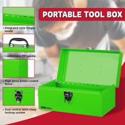 (GG-TB) P.I.T Portable Removable Tray Heavy Steel Tool Box with Metal Latch Closure [Alloy Steel-GR]