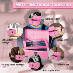 (GG-TB) P.I.T Portable Removable Tray Heavy Steel Tool Box with Metal Latch Closure [Alloy Steel-PK]