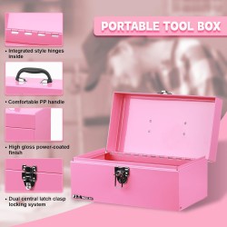 (GG-TB) P.I.T Portable Removable Tray Heavy Steel Tool Box with Metal Latch Closure [Alloy Steel-PK]