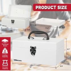 (GG-TB) P.I.T Portable Removable Tray Heavy Steel Tool Box with Metal Latch Closure [Alloy Steel-WH]