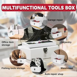 (GG-TB) P.I.T Portable Removable Tray Heavy Steel Tool Box with Metal Latch Closure [Alloy Steel-WH]