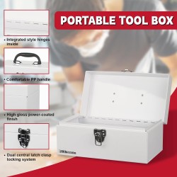 (GG-TB) P.I.T Portable Removable Tray Heavy Steel Tool Box with Metal Latch Closure [Alloy Steel-WH]