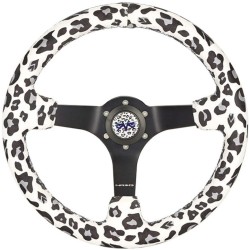 (CC-SW) NRG Innovations 13.5” Savage WhiteLeopard Reinforced Steering Wheel [RST-036MB-SV-WT]