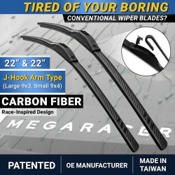 (CC-WB) Mega Racer Carbon Fiber Windshield Wipers Blades, 2 Pack [MR-WBCF]