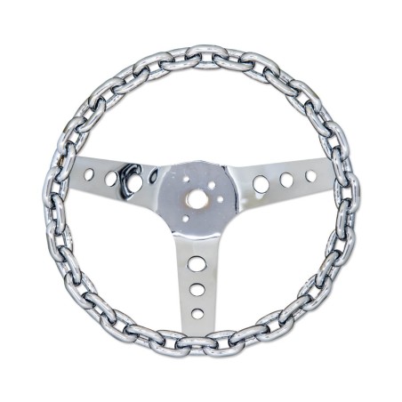 (CC-SW) Chain 3 Spoke 11" Chrome Steering Wheel [GS123CH]