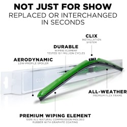 (CC-WB) AutoTex Clix Carbon Collection Wiper Blade, Green [‎AutoTex-CCC-GN]