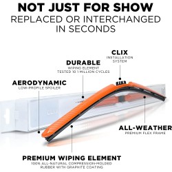 (CC-WB) AutoTex Clix Carbon Collection Wiper Blade, Orange [‎AutoTex-CCC-OR]