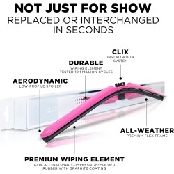 (CC-WB) AutoTex Clix Carbon Collection Wiper Blade, Pink [‎AutoTex-CCC-PK]