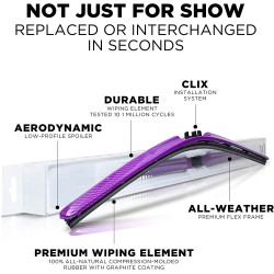 (CC-WB) AutoTex Clix Carbon Collection Wiper Blade, Purple [‎AutoTex-CCC-PU]