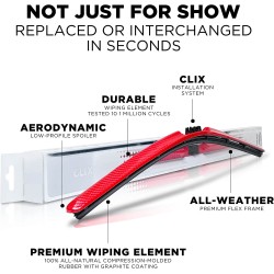 (CC-WB) AutoTex Clix Carbon Collection Wiper Blade, Red [‎AutoTex-CCC-RD]