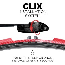 (CC-WB) AutoTex Clix Carbon Collection Wiper Blade, Red [‎AutoTex-CCC-RD]