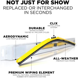 (CC-WB) AutoTex Clix Carbon Collection Wiper Blade, Yellow [‎AutoTex-CCC-YE]