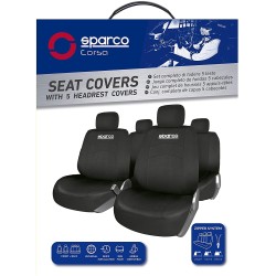 (CC-CSC) Sparco SPCS402BK Seat Covers, Black [SPCS402BK]