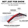 (CC-WB) AutoTex Clix Chrome Collection Wiper Blade, Red [‎AutoTex-CC-RD]