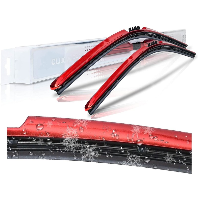 (CC-WB) AutoTex Clix Chrome Collection Wiper Blade, Red [‎AutoTex-CC-RD]